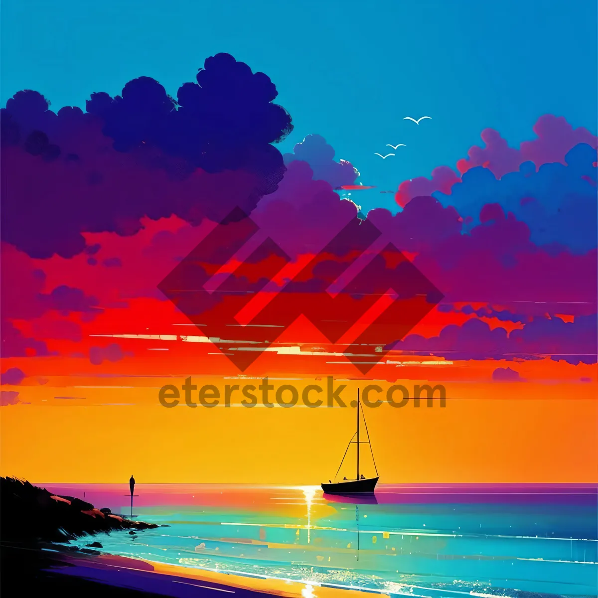 Picture of Serene Sunset Reflection on Tropical Beach