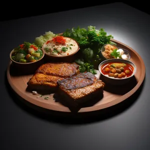 Tasty gourmet plate with healthy vegetables and cheese