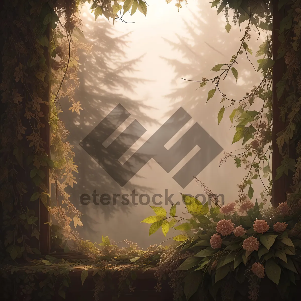 Picture of Autumn Forest Serenity: Sun-kissed Grunge Landscape