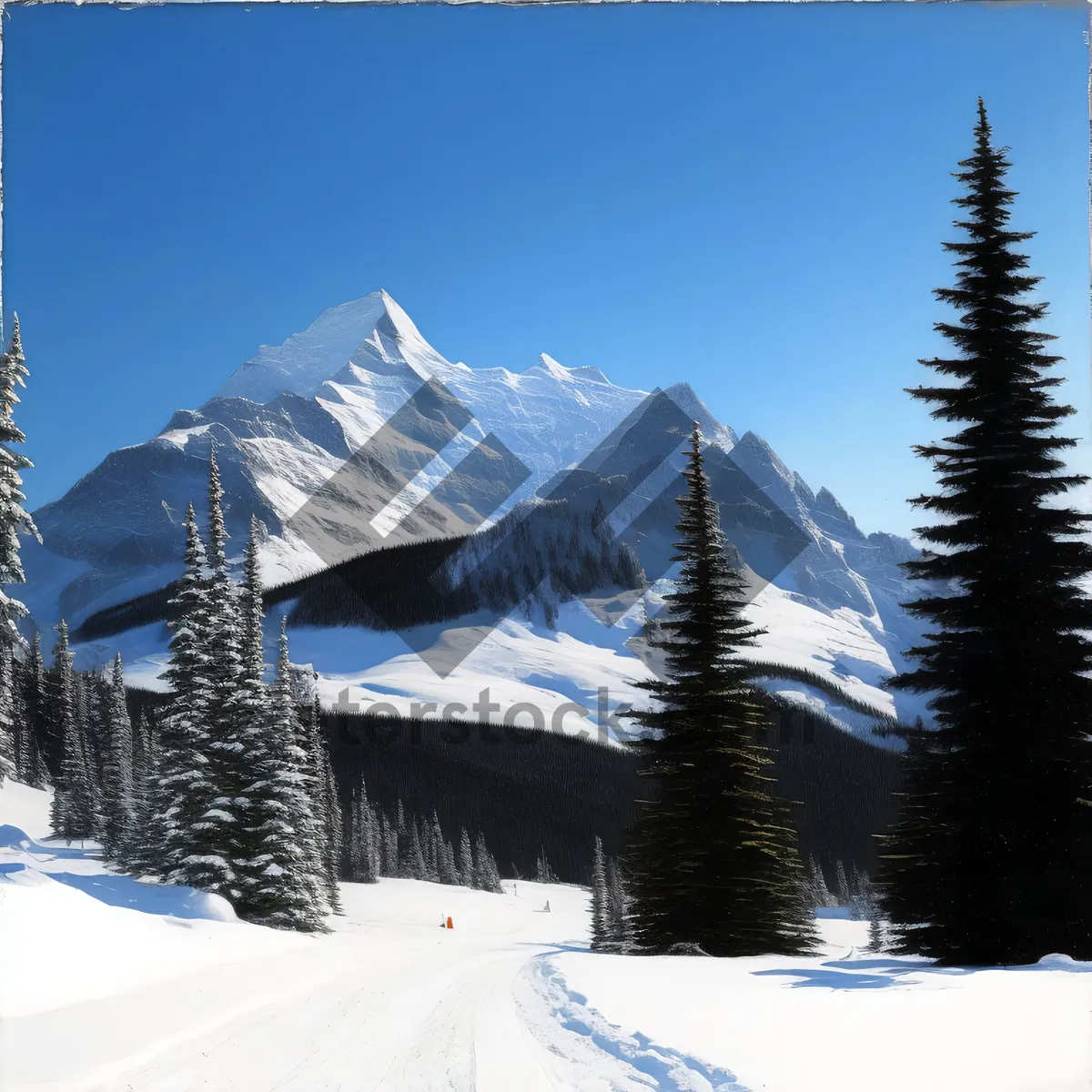 Picture of Snowy mountain landscape with ski slope