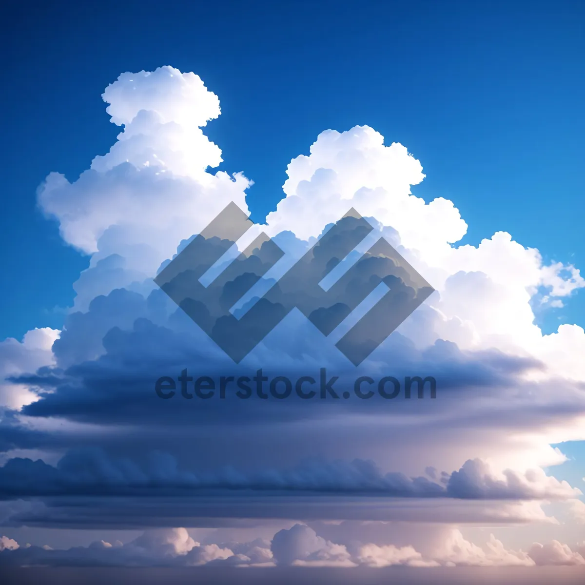 Picture of Vibrant Blue Sky with Fluffy Clouds