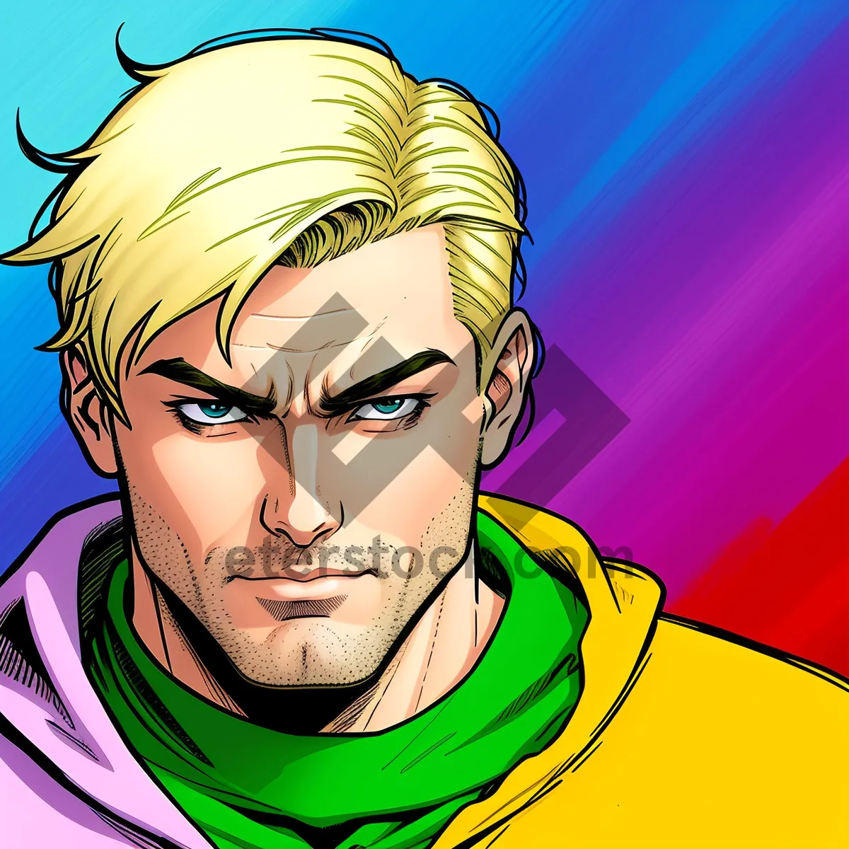 Picture of Cartoon Portrait with Unique Hairstyle: Creative Artistic Face