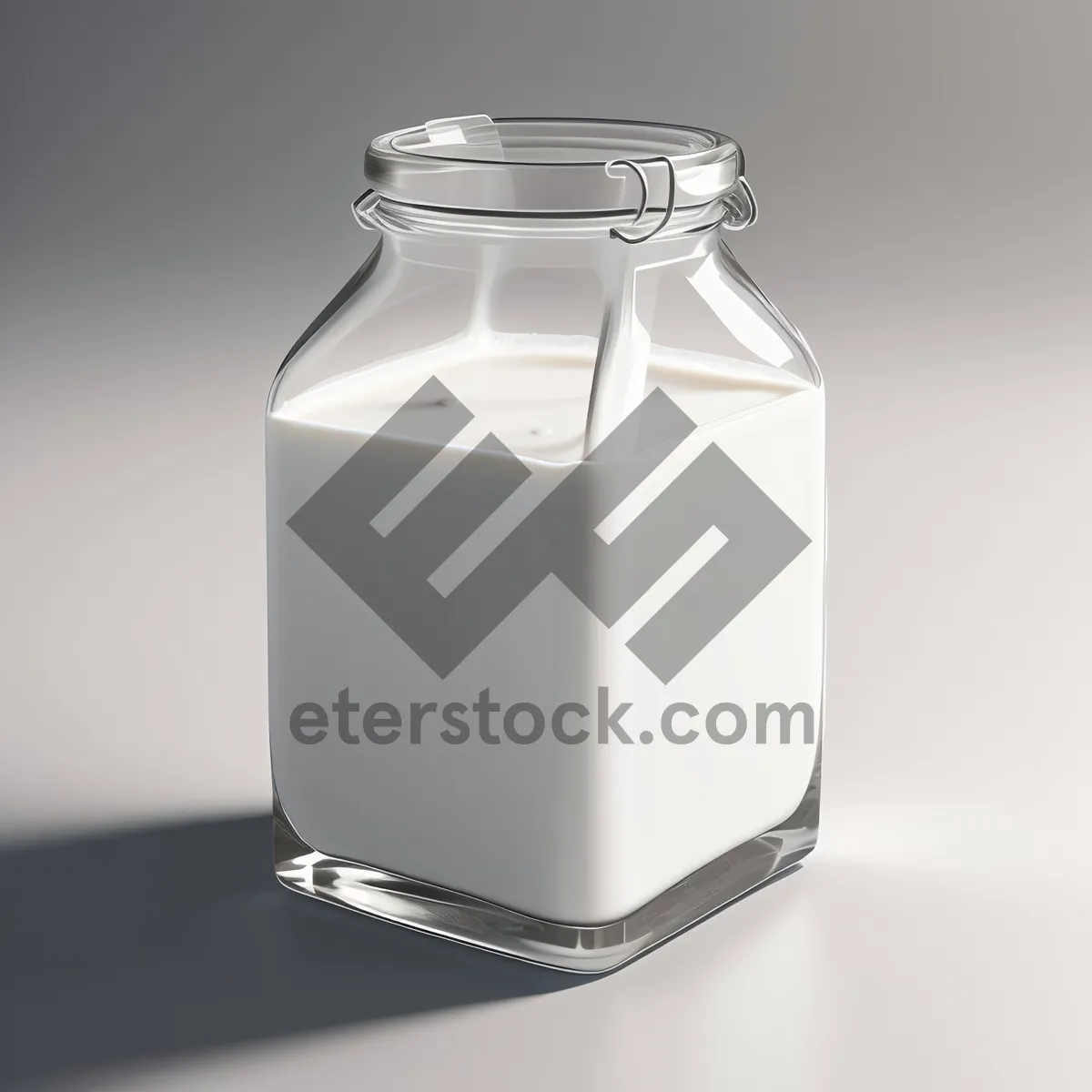 Picture of Transparent Glass Bottle of Refreshing Milk Beverage