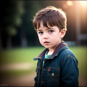 Cheerful Child with Innocent Smile in Outdoor Park