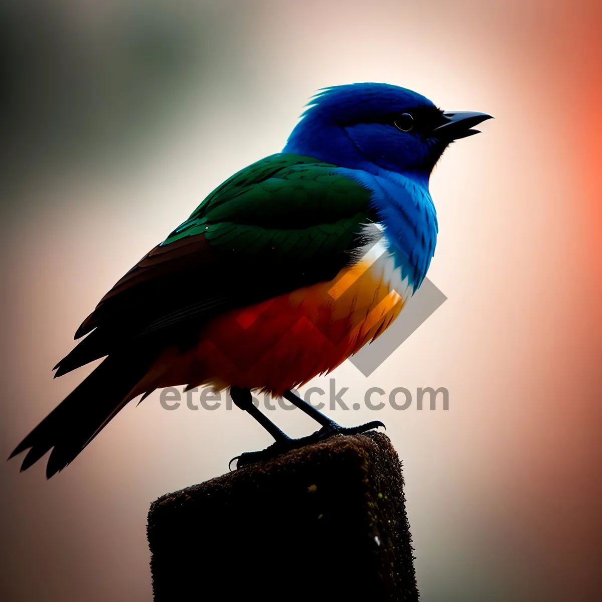 Picture of Colorful Macaw Perched on Branch with Bright Feathers