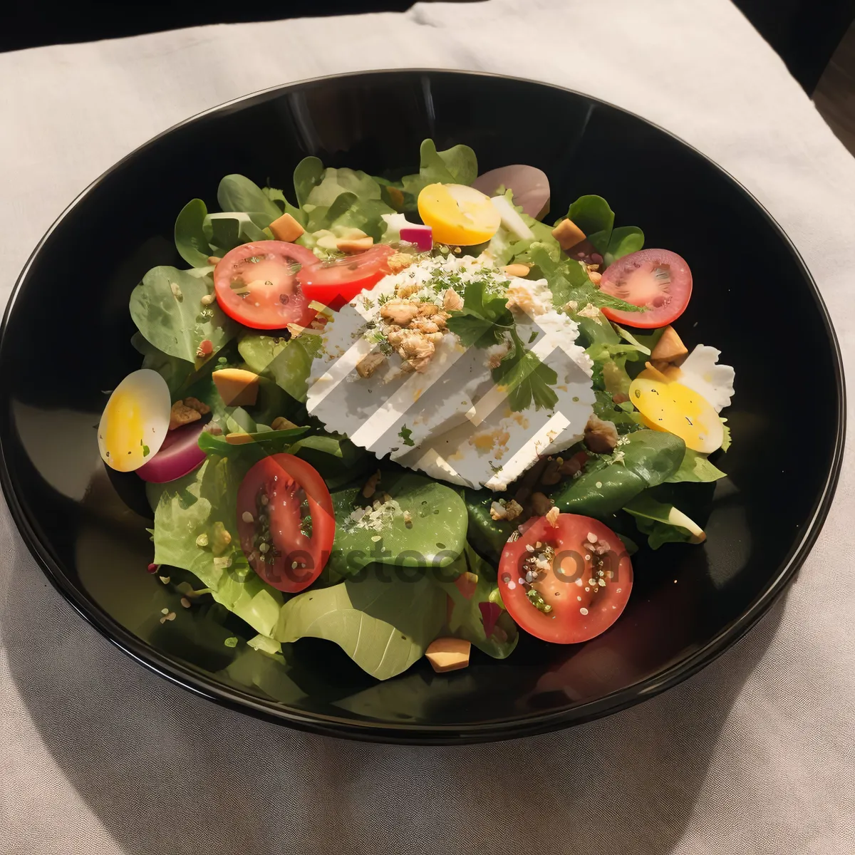 Picture of Healthy Vegetable Salad with Grilled Meat and Sauce