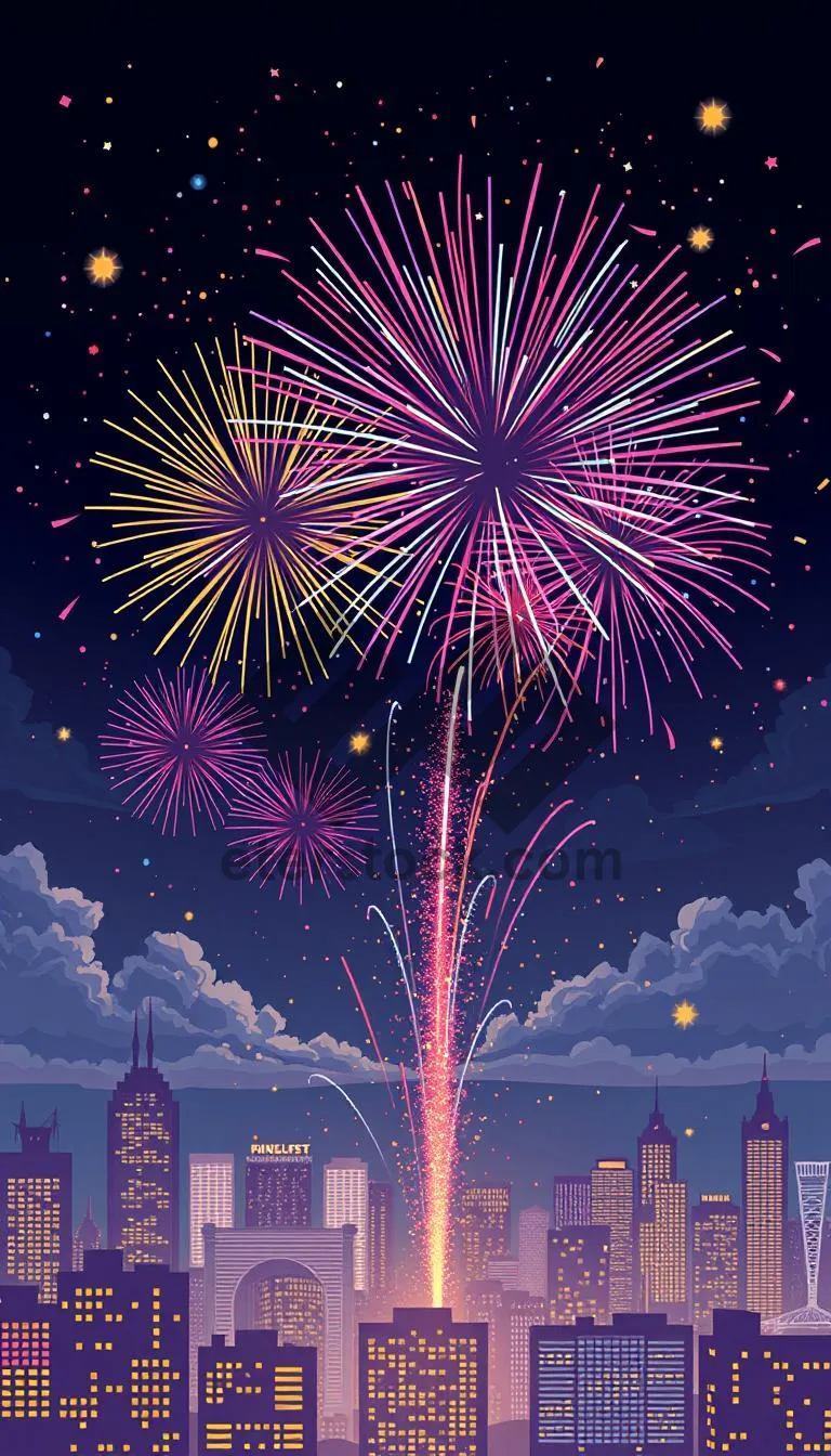 Picture of Colorful Fireworks Display in the Night Sky