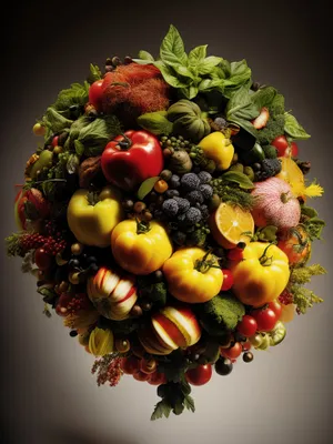 Colorful Fresh Fruits and Vegetables Bouquet