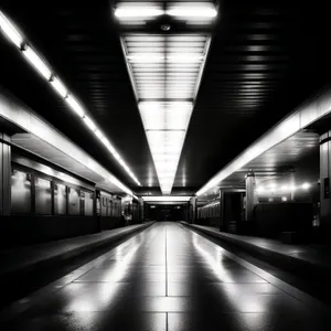 Urban Transit Hub: Captivating Motion through Glass Corridor