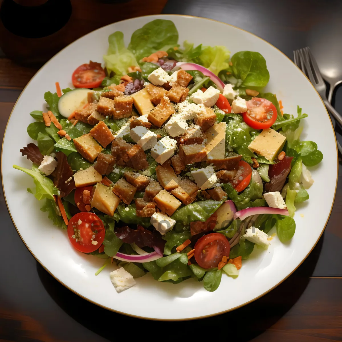 Picture of Gourmet grilled beef salad with spicy asparagus