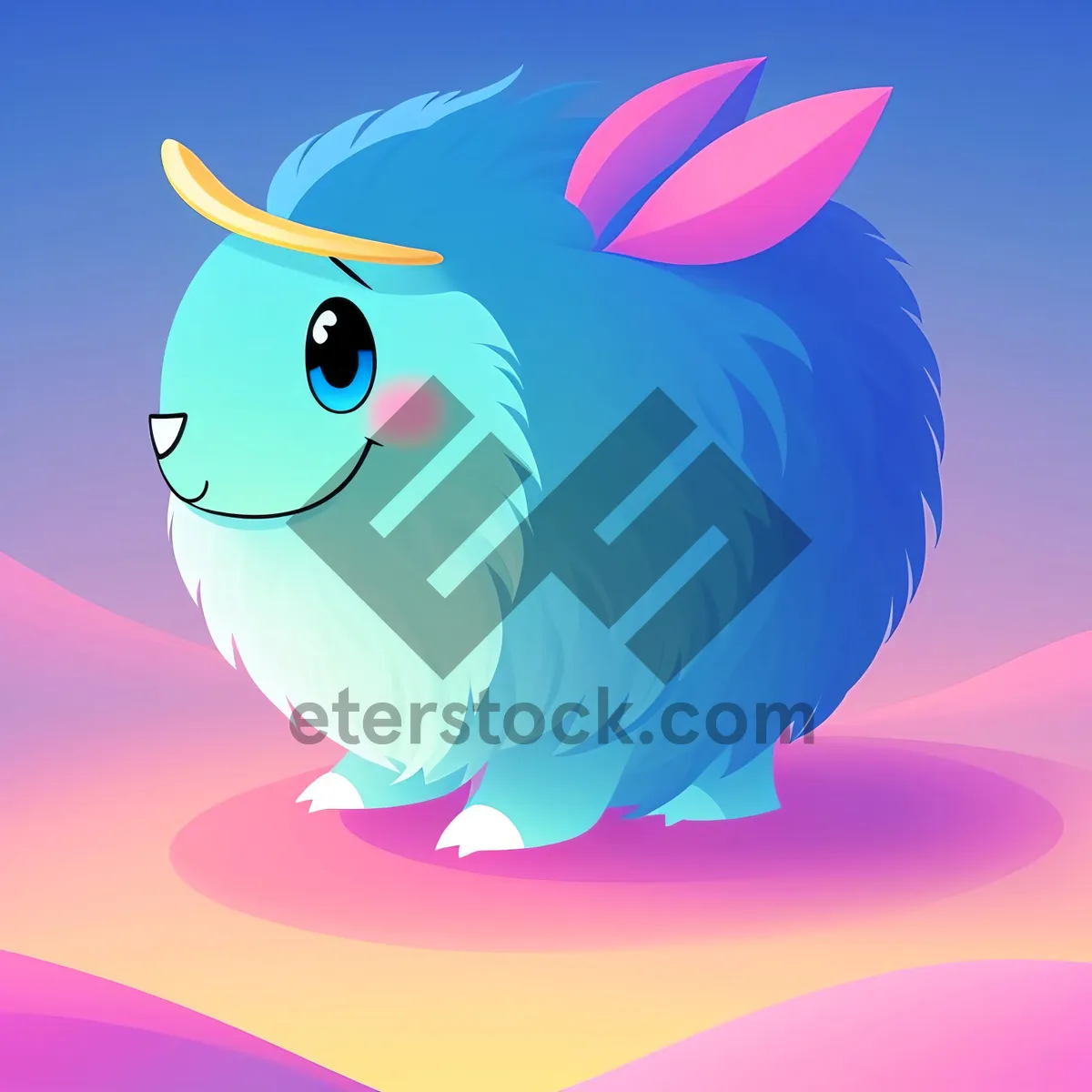 Picture of Cute Cartoon Piglet with Bunny Illustration