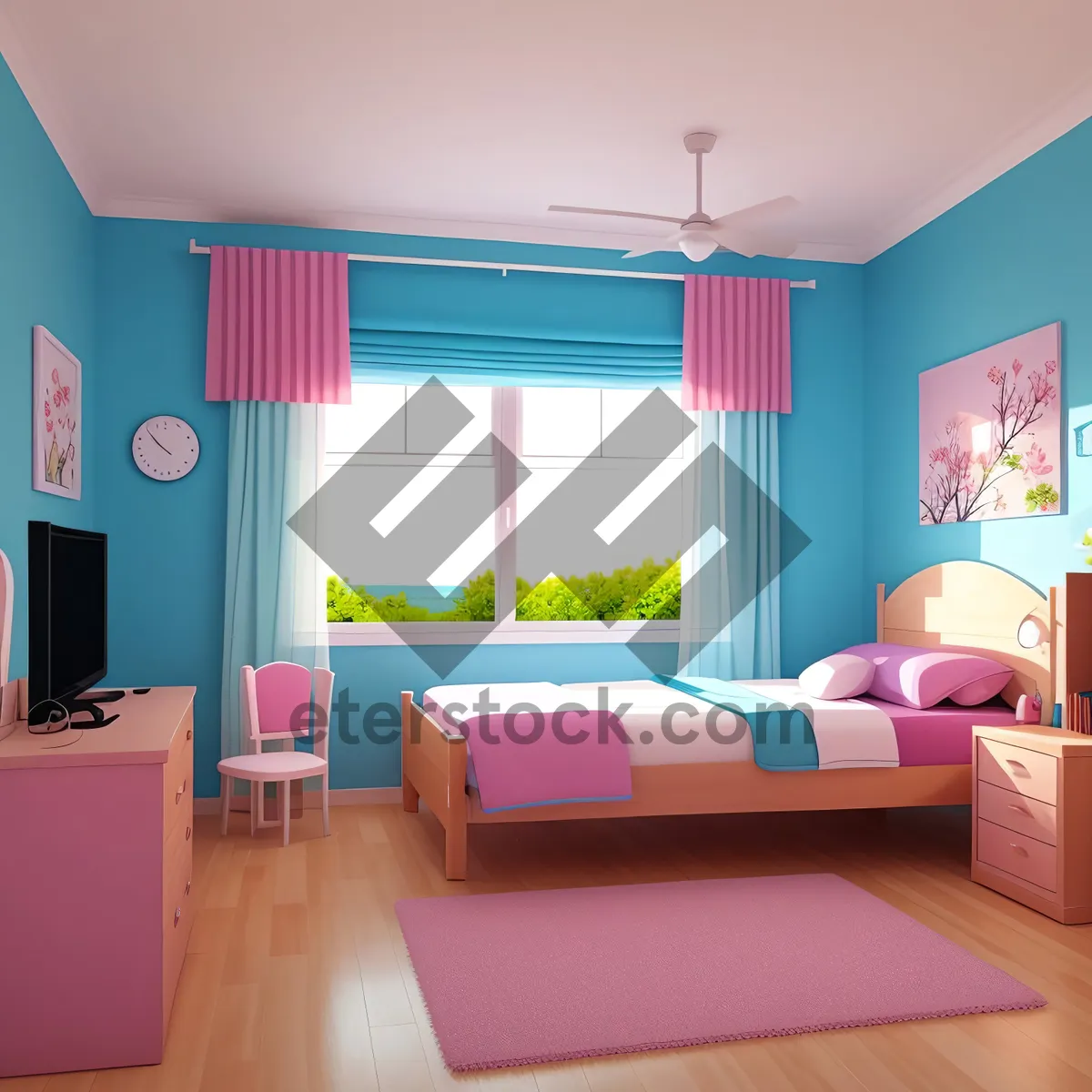 Picture of Modern Interior Bedroom with Comfortable Sofa and Stylish Decor