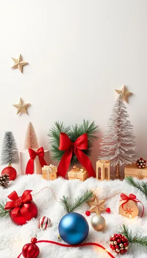 Festive holiday tree decoration with ribbon bow