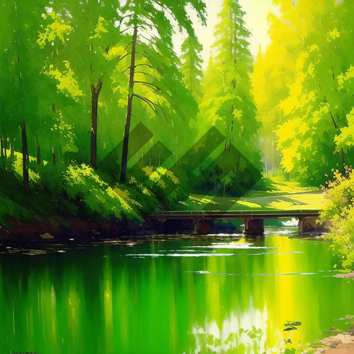 Picture of Serene Reflection: A picturesque view of a peaceful lake reflecting the surrounding autumn landscape.