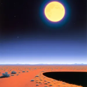 Majestic Desert Sunset: A Serene Celestial Landscape