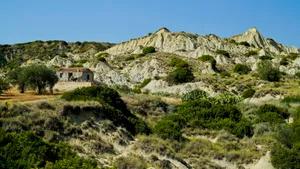 panorama of the Lucanian badlands park, geological sandstone formations