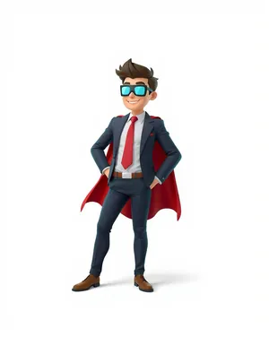 Cartoon silhouette of male figure in art style.