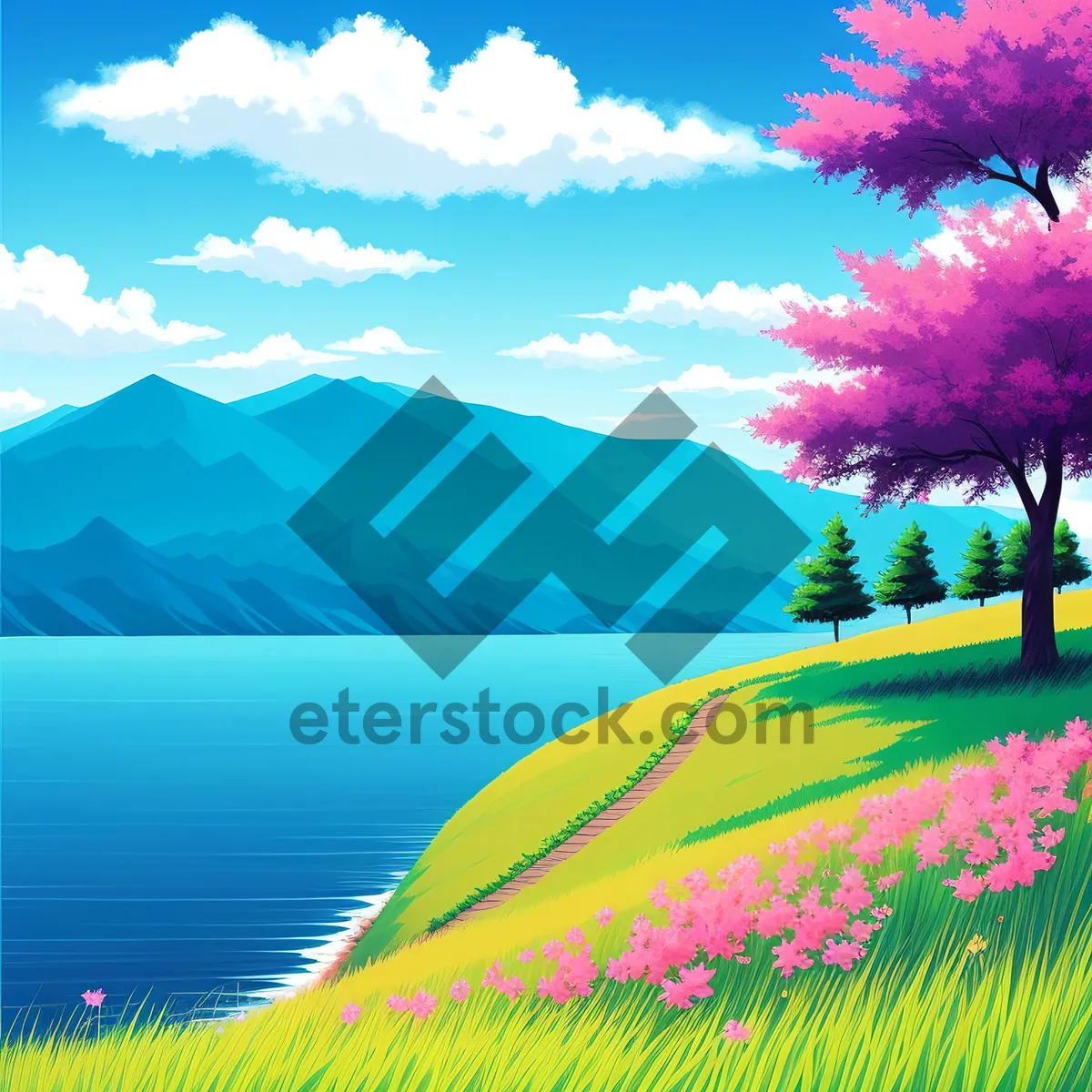 Picture of Vibrant rural landscape under clear skies