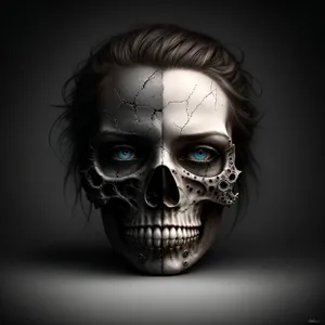 Venetian Skull Portrait - Sinister Pirate Mask with Haunting Eyes