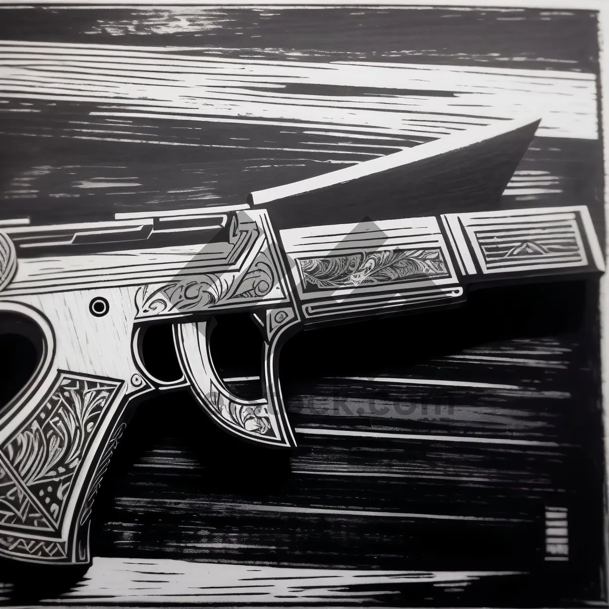 Picture of Desert Firearm: Revolver Pistol - Metal Weapon in Tract