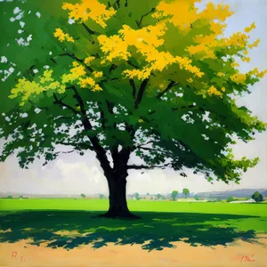 Autumn Maple Tree in Park Landscape