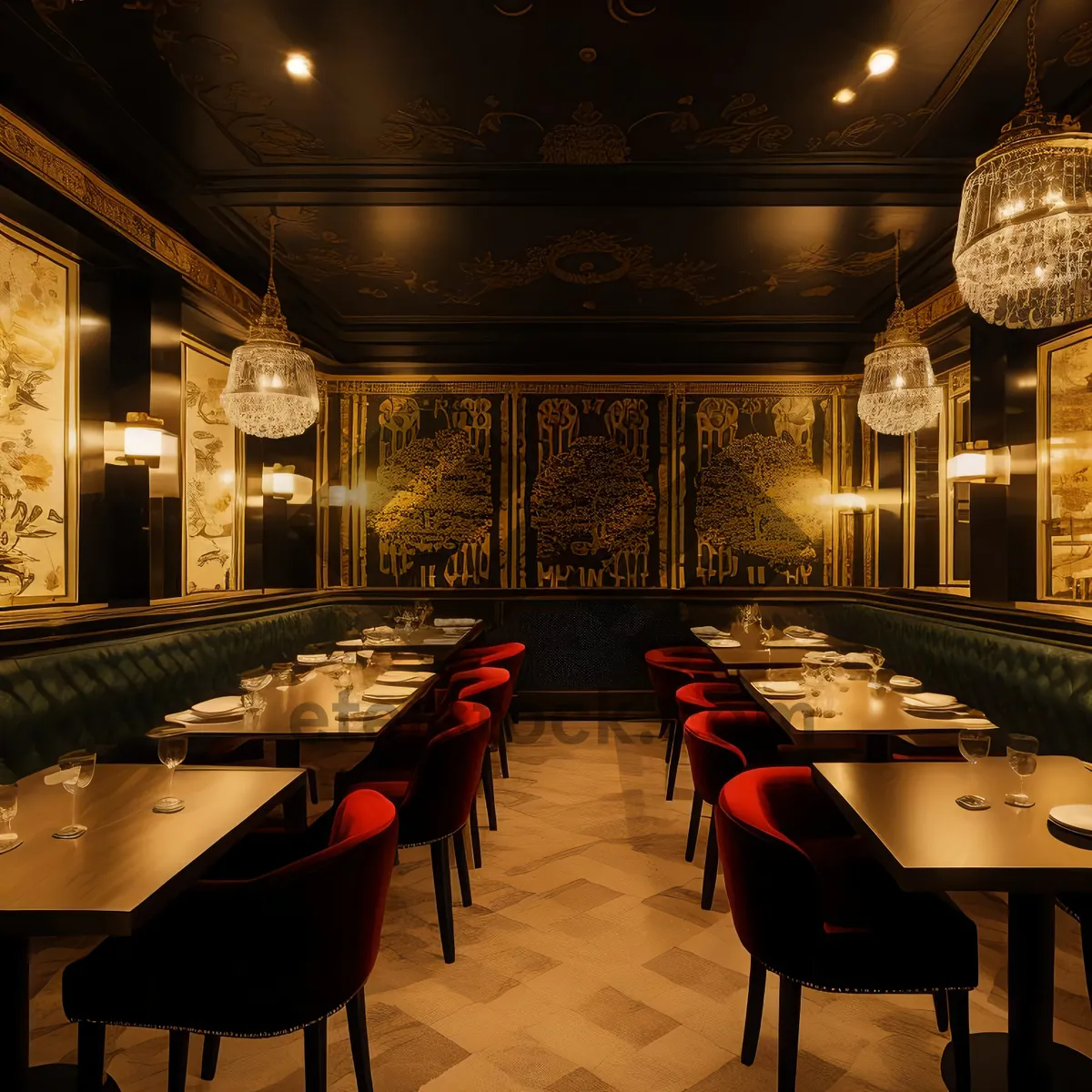 Picture of Modern interior design of empty restaurant dining hall