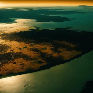 Serene Sunset over Majestic Coastal Waters