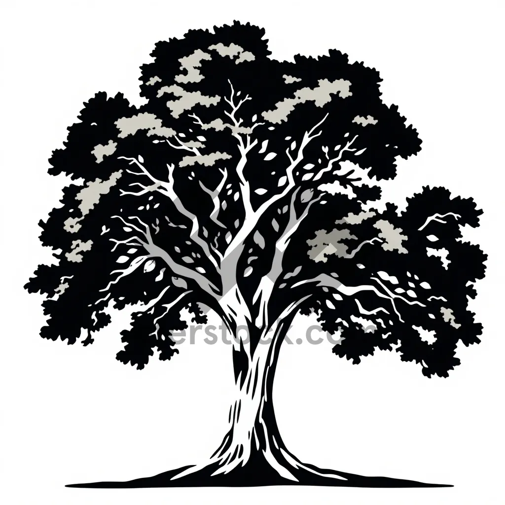 Picture of Floral Silhouette Tree Illustration for Summer Season