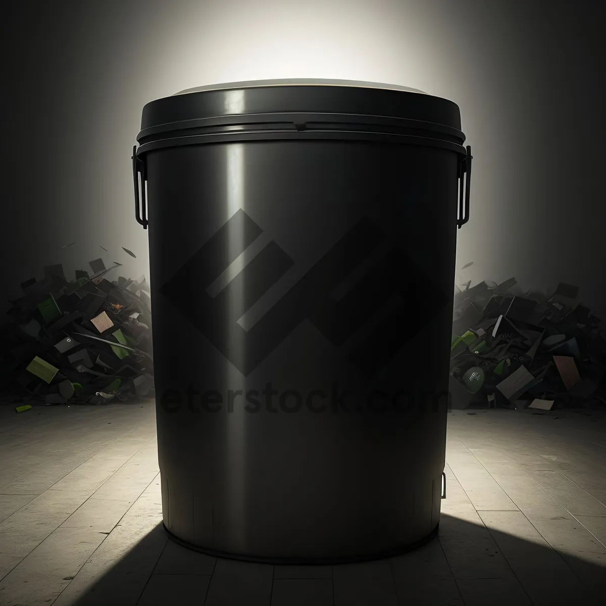 Picture of Metal Garbage Can Ashcan Bin Container