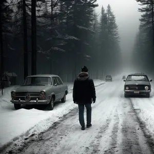 Winter Wonderland: Snowy Road Through Frosty Landscape