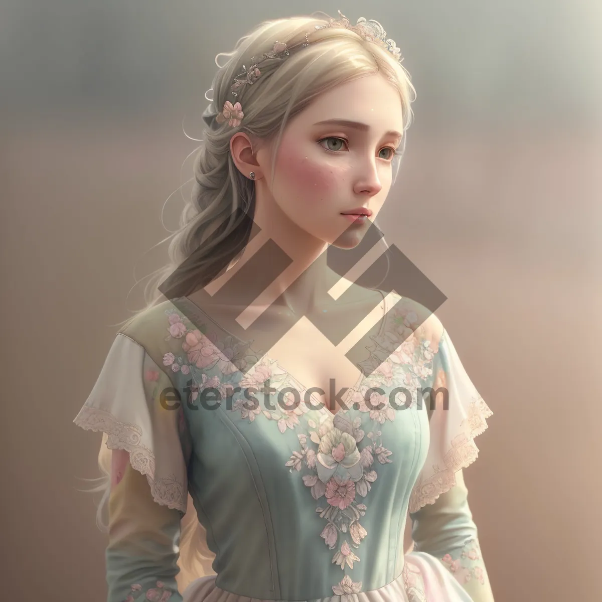 Picture of Elegant Princess Posing in Fashionable Dress