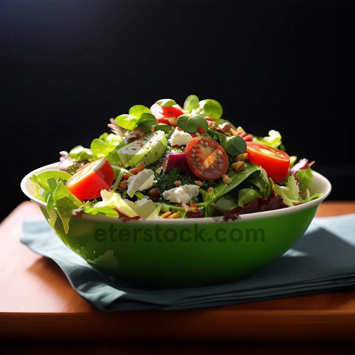 Picture of Fresh Vegetarian Salad with Cheese and Veggies