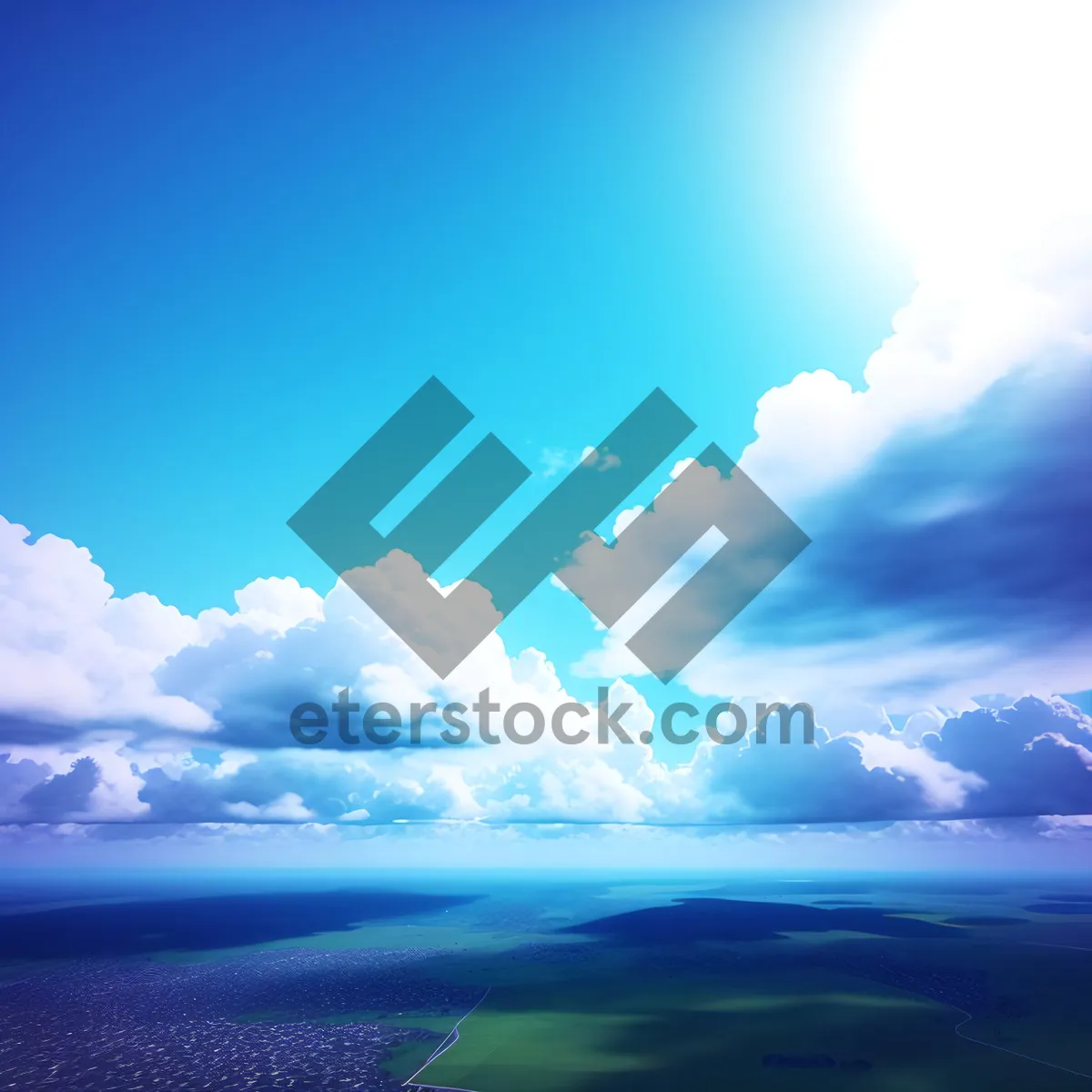 Picture of Vibrant Summer Sky with Fluffy Clouds