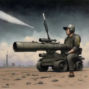Field Artillery Bombarding Enemy Positions with High-Angle Gun