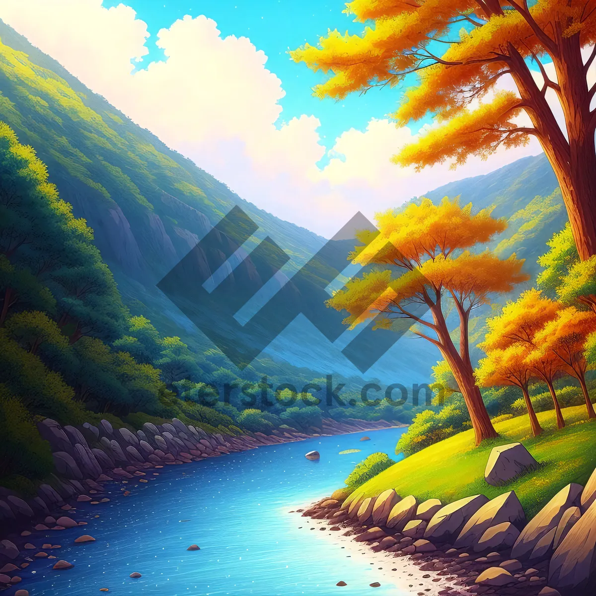 Picture of Tranquil Summer Paradise - Palm Tree Oasis