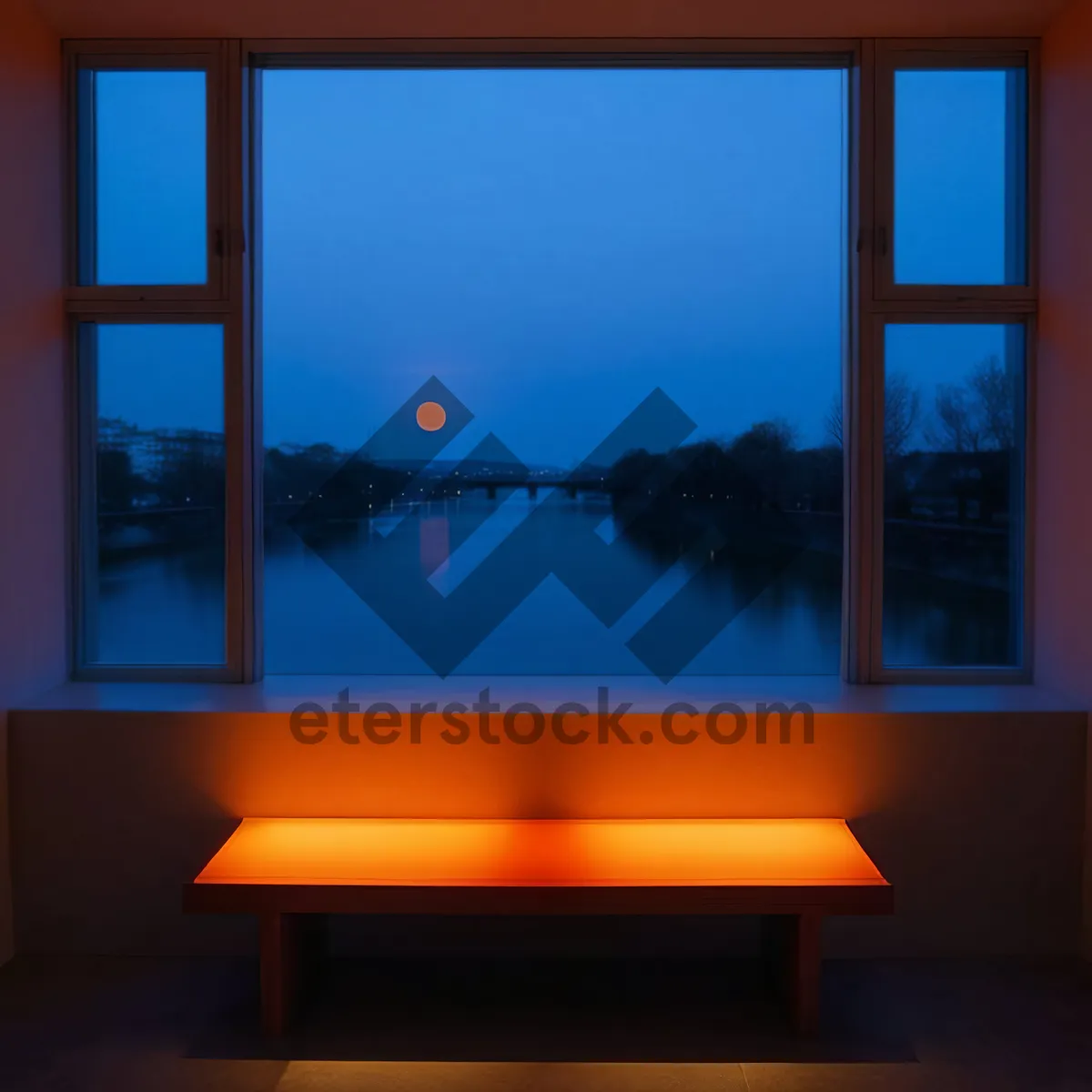 Picture of Light-filled room with sea view and window blinds