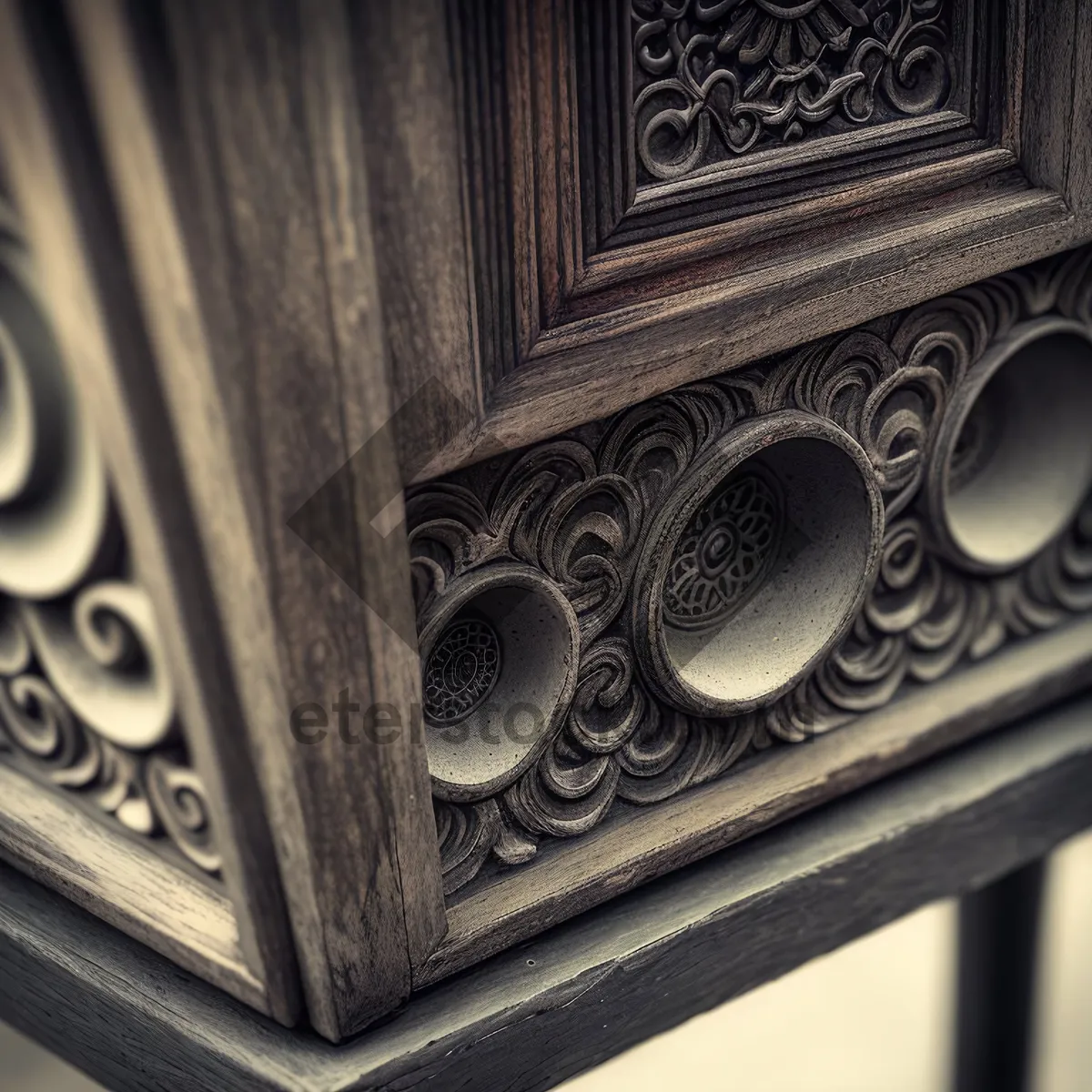 Picture of Vintage Wooden Radio Box with Antique Design