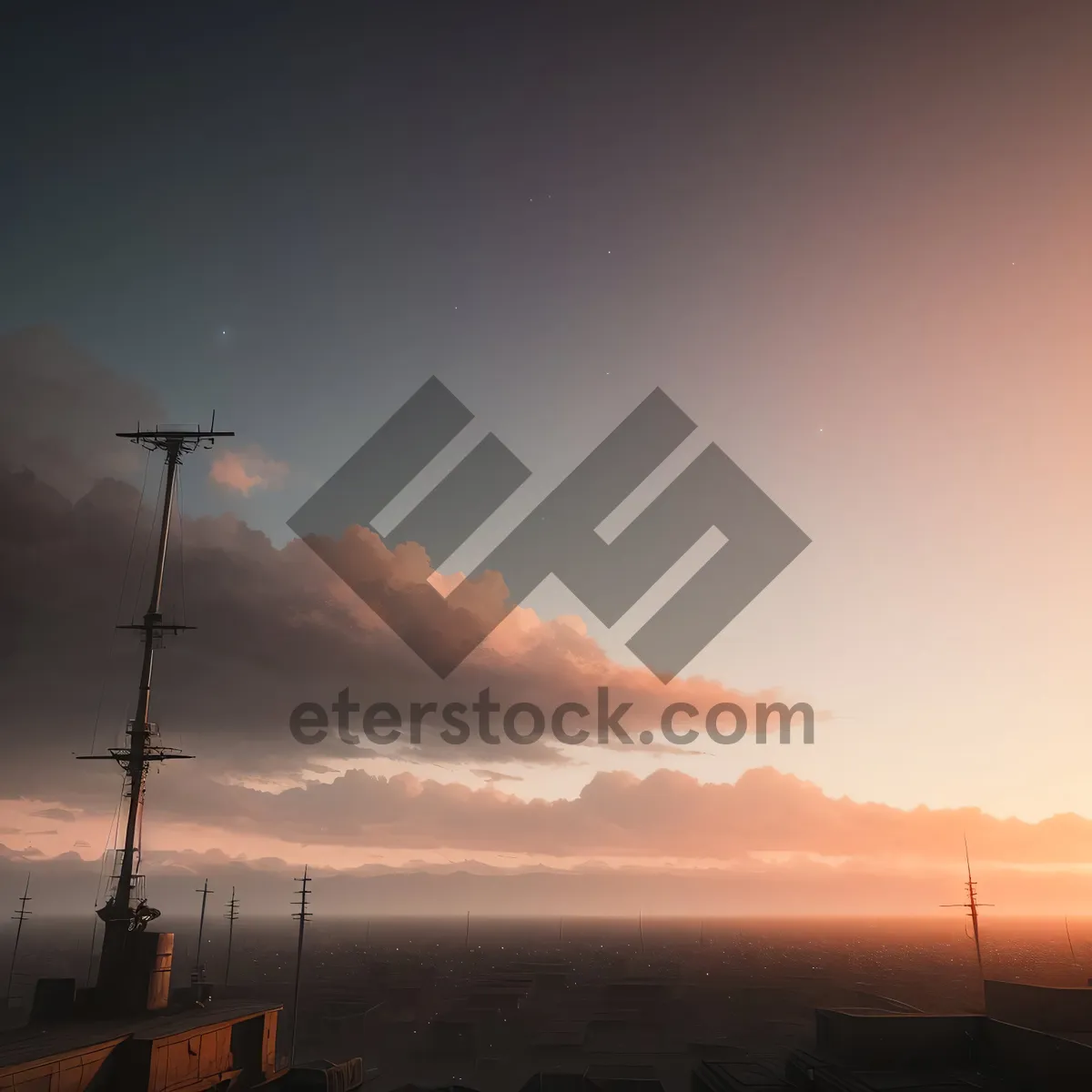 Picture of Sunset Crane Tower: Harnessing Sky Power at Dusk