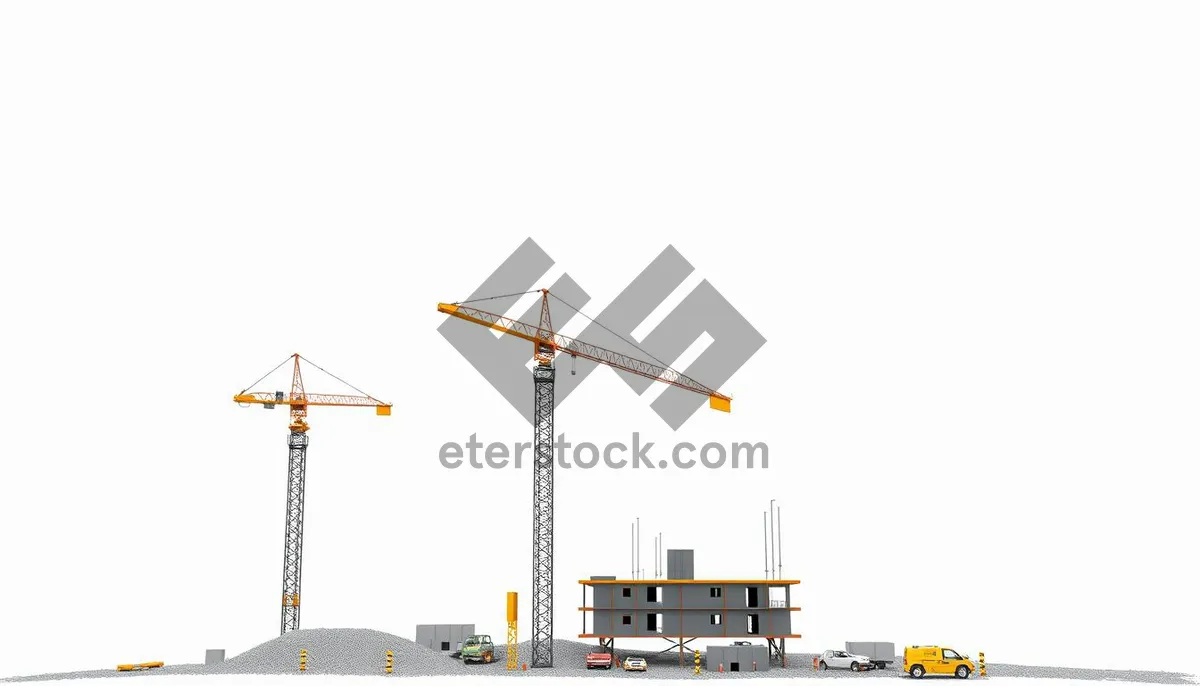 Picture of Urban development crane lifting heavy industrial construction equipment.