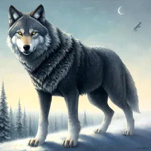 White Timber Wolf in Winter Wilderness