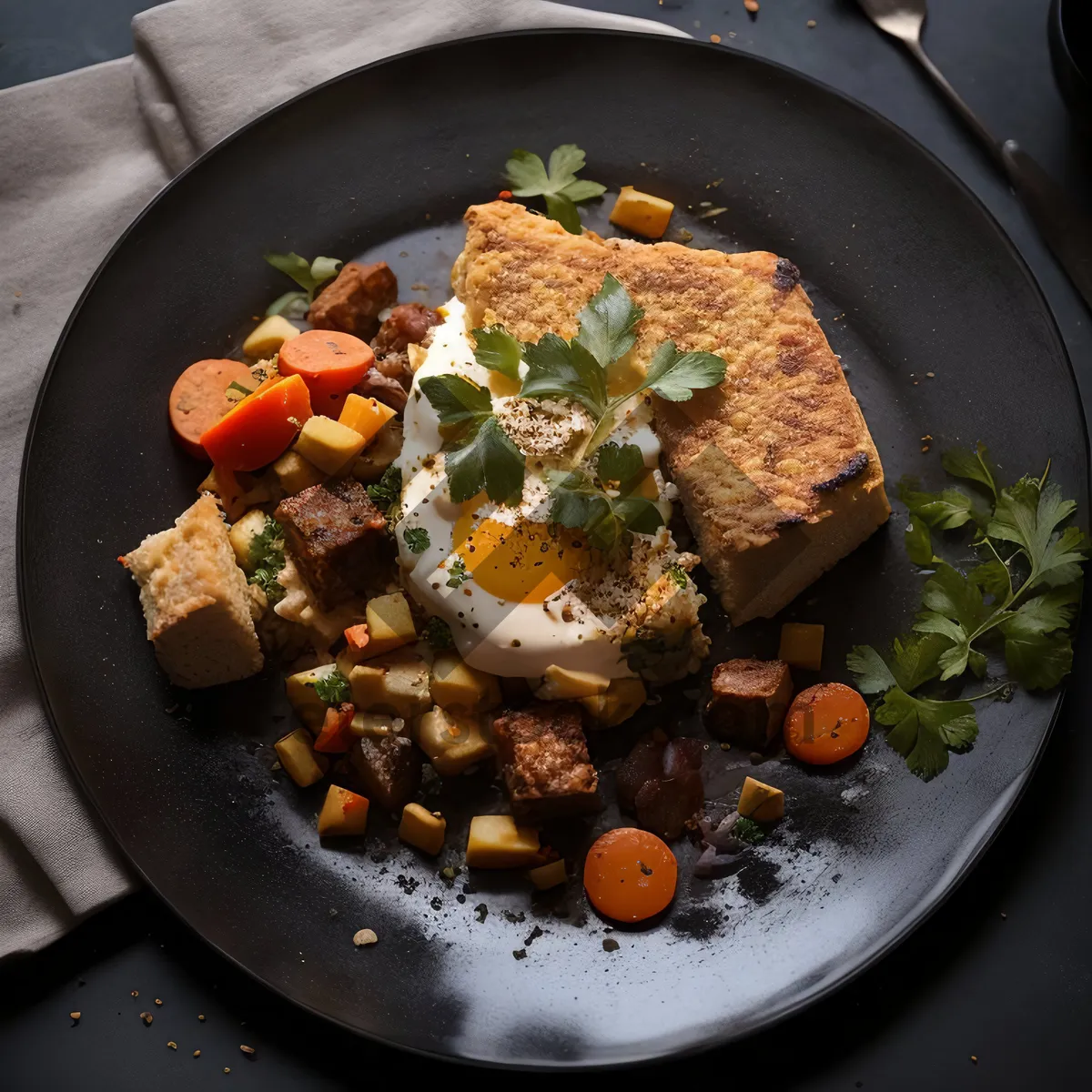 Picture of Delicious Gourmet Beef Salad with Fresh Vegetables