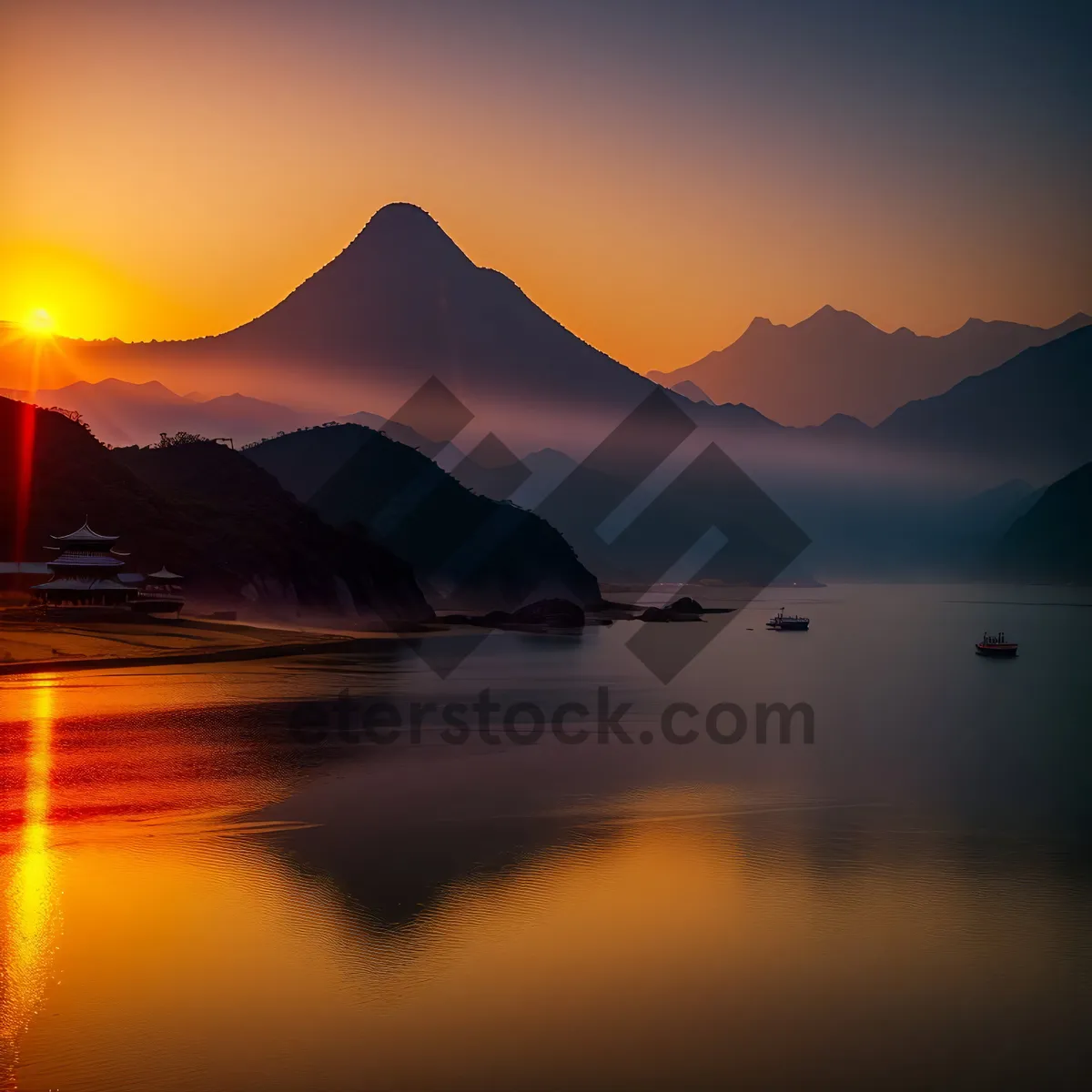 Picture of Serene Sunset over the Glistening Ocean