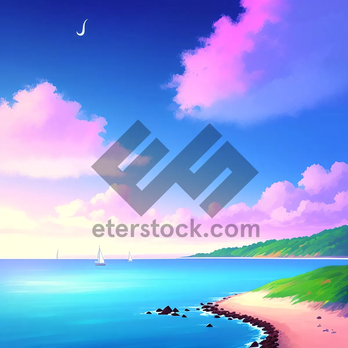 Picture of Tranquil Tropical Sunset Over a Pristine Beach