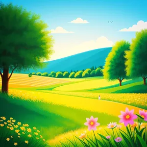 Serene Summer Meadow Under A Colorful Sky