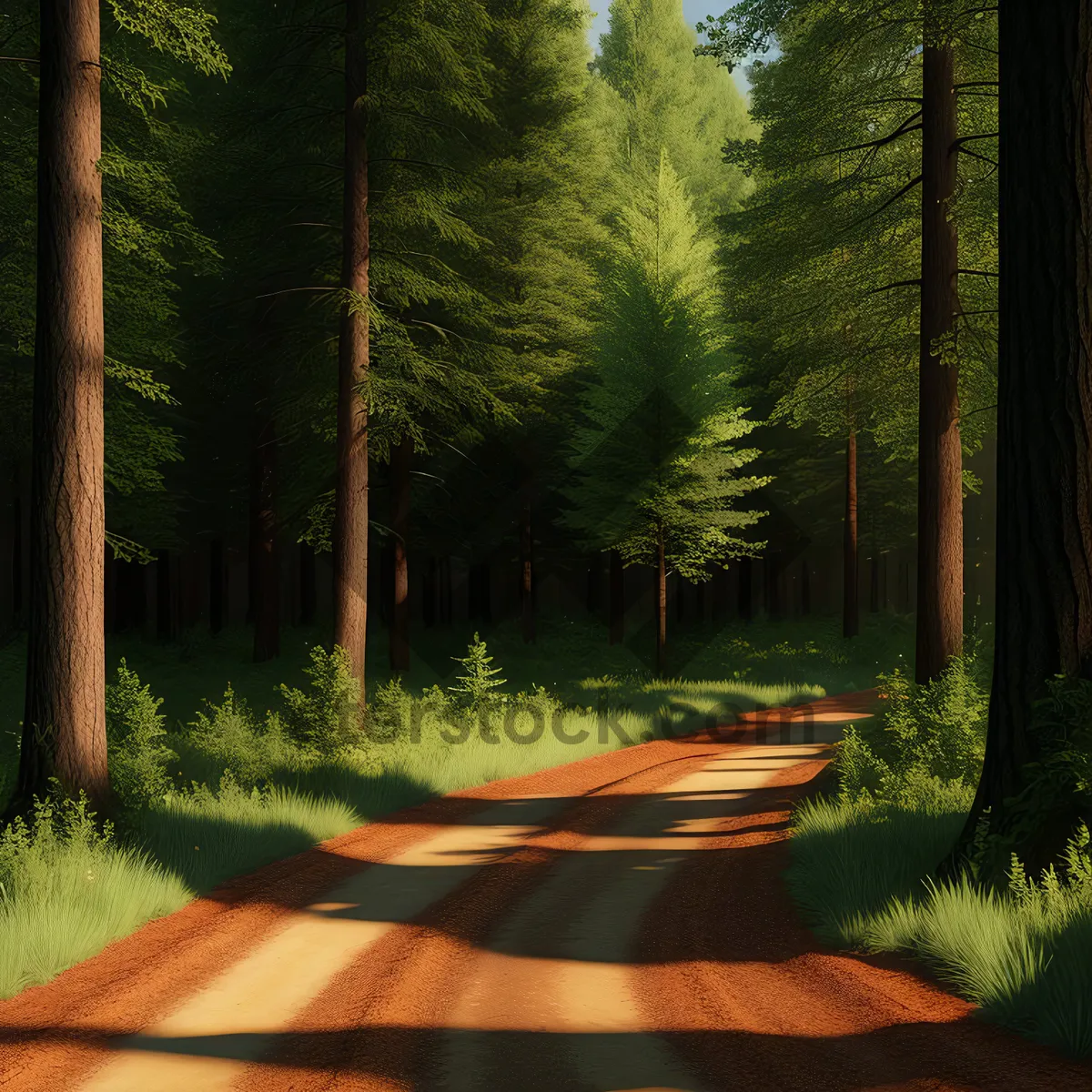 Picture of Serene Summer Path Through Wooded Forest