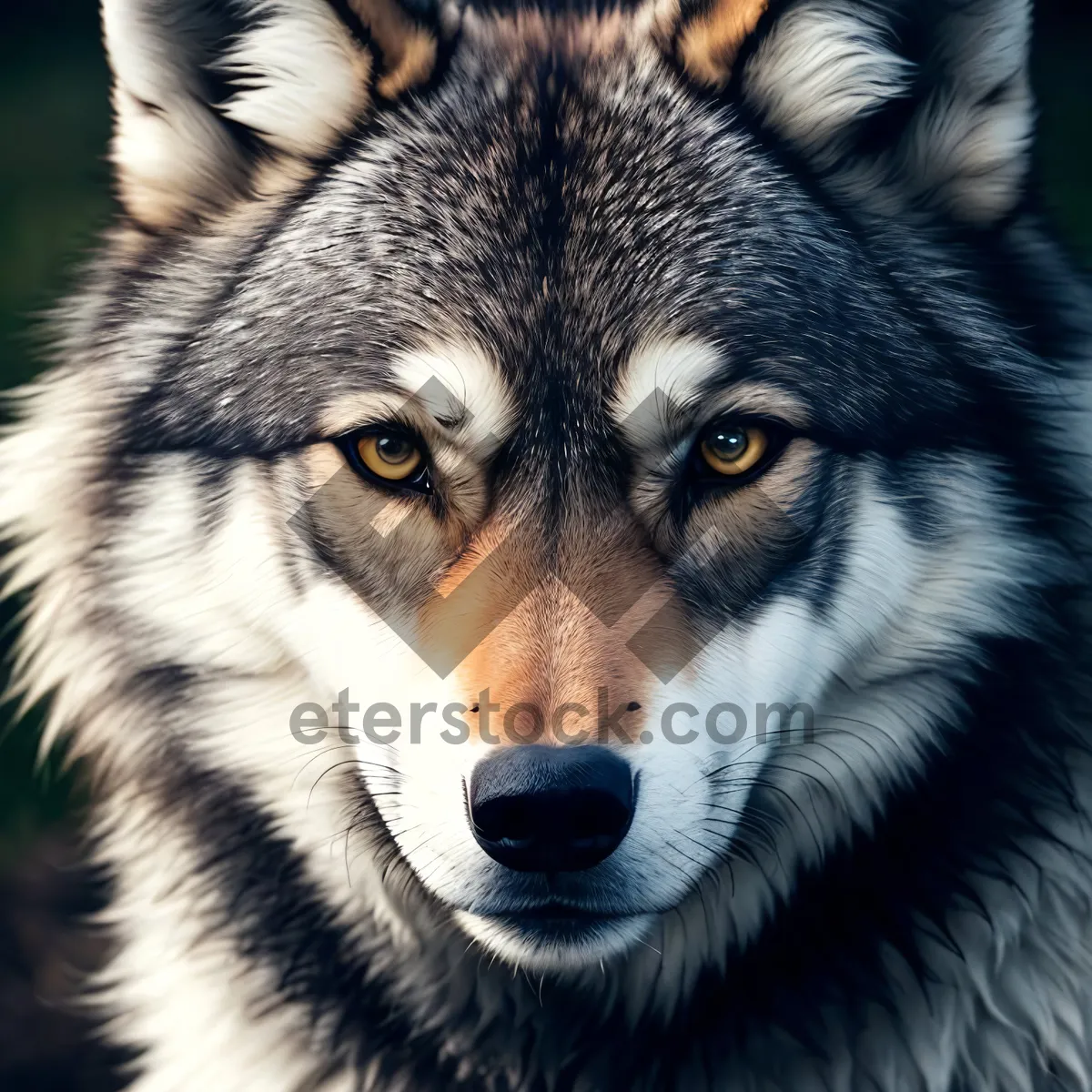 Picture of Fierce Furry Canine Gazing With Intense Eyes