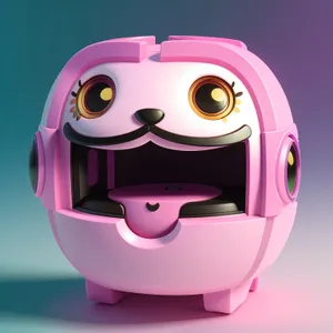 Cute Piggy Bank Automaton Cartoon with Money