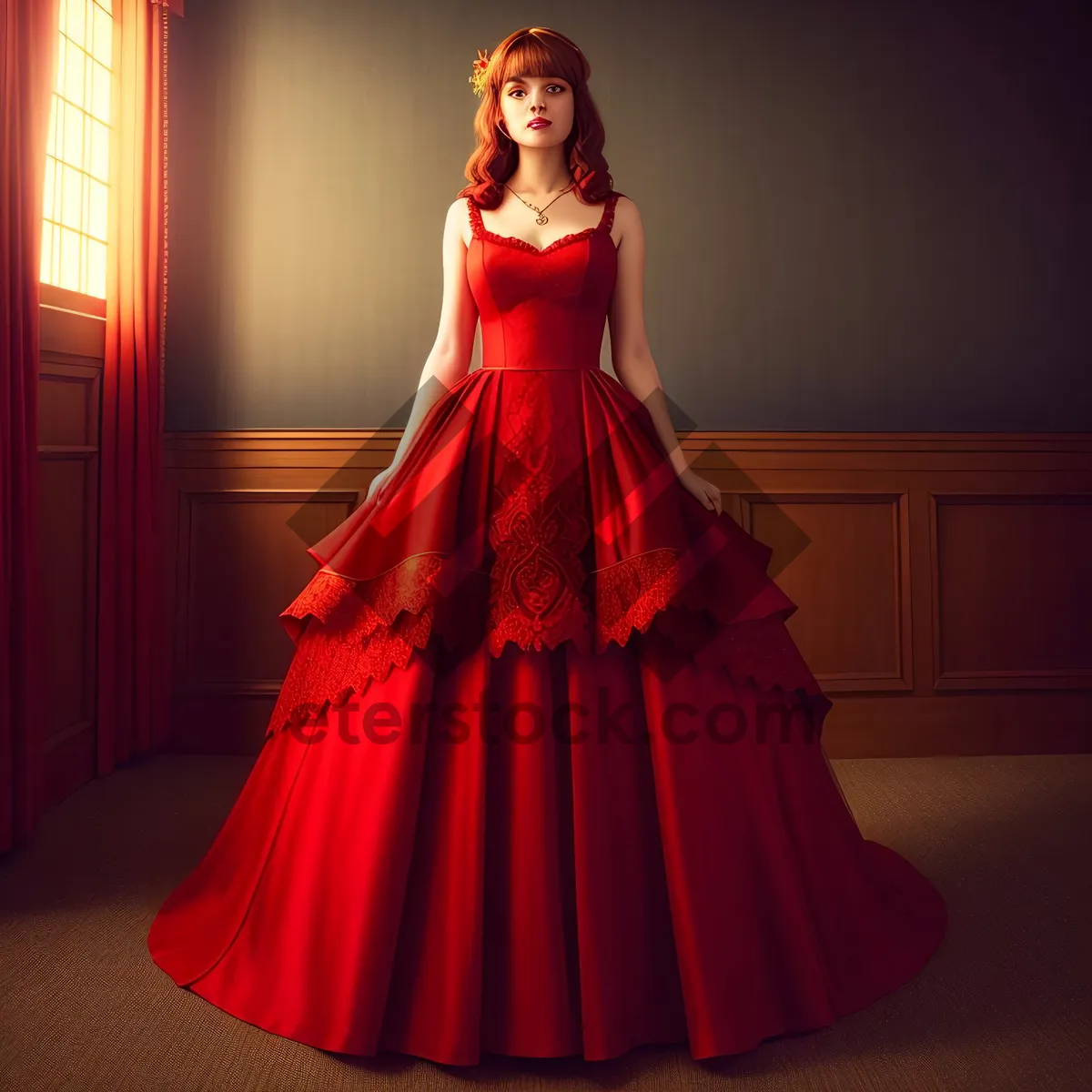 Picture of Stunning Bride in Elegant Dinner Dress Pose