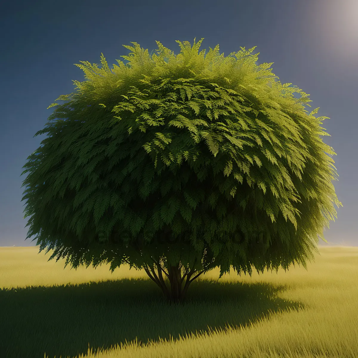 Picture of Serene Chestnut Tree Against Skyline in Lush Landscape