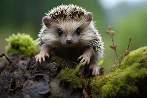 Prickly wildlife creature in autumn - Hedgehog.